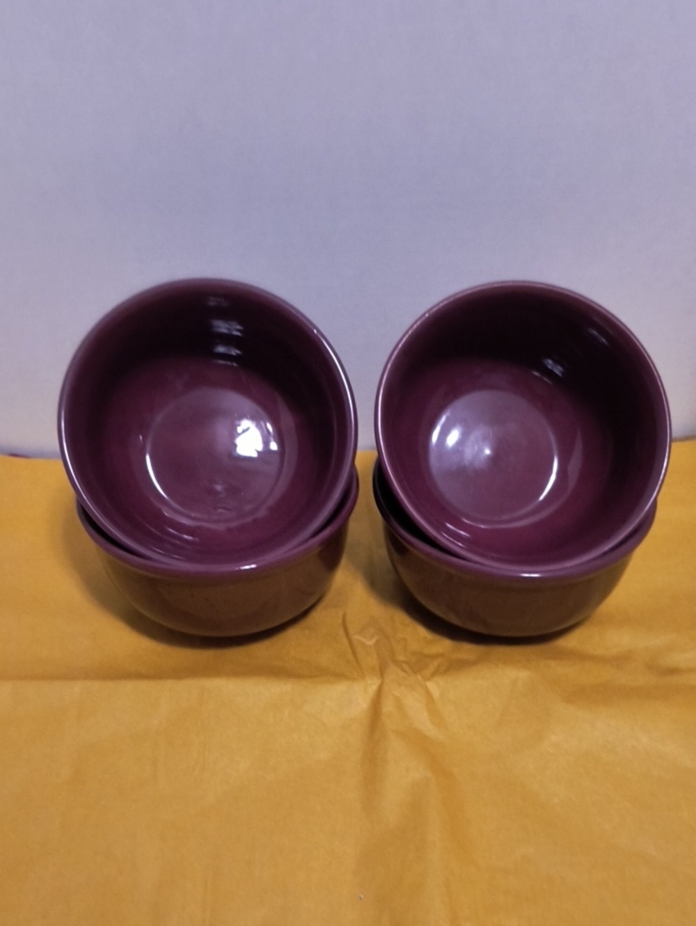 Set of 4 Plum Glazed Ceramic Bowls Chili Bowls B8 - Picture 1 of 2